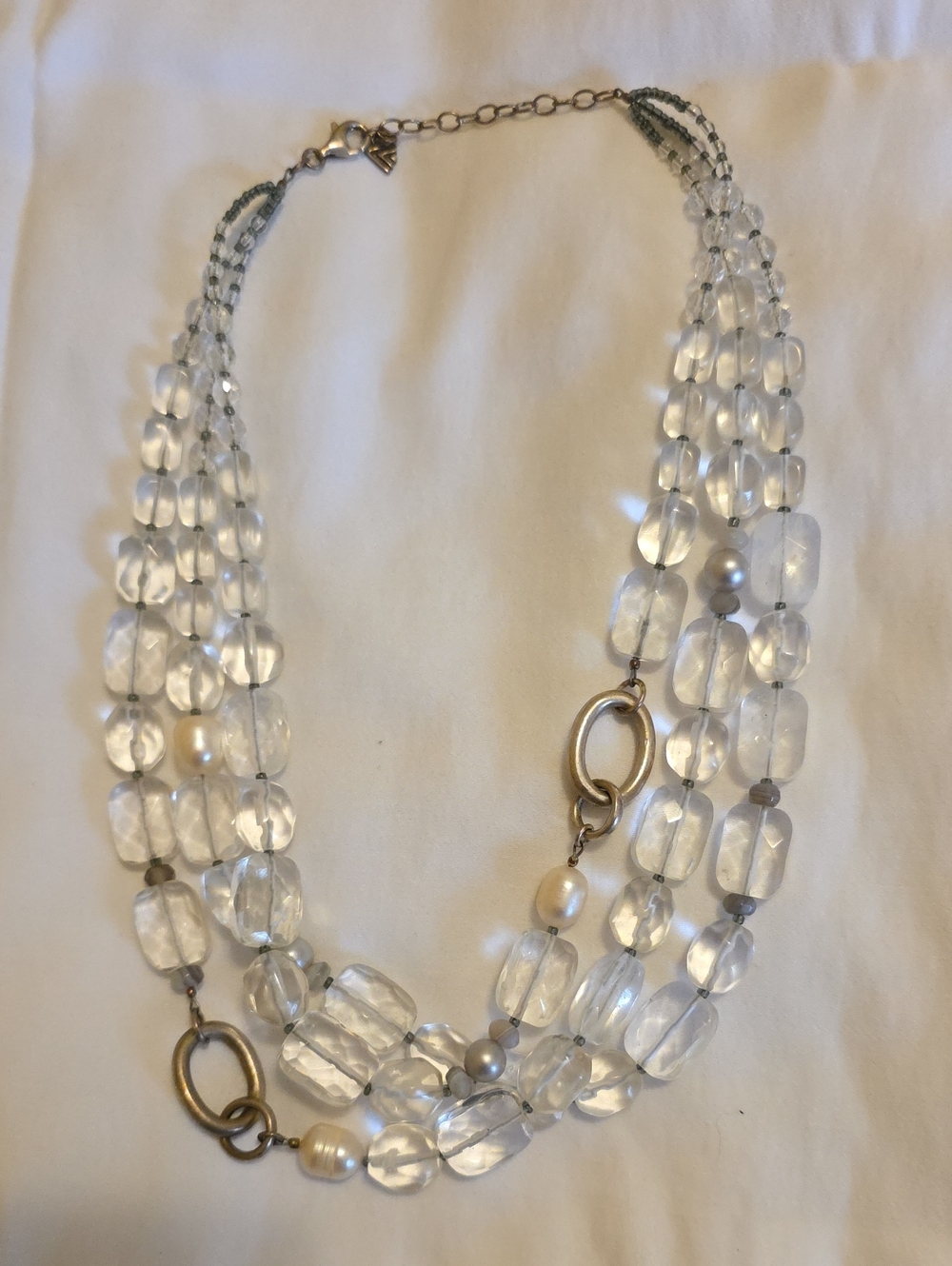 Silpada Clear Bead and Pearl Necklace